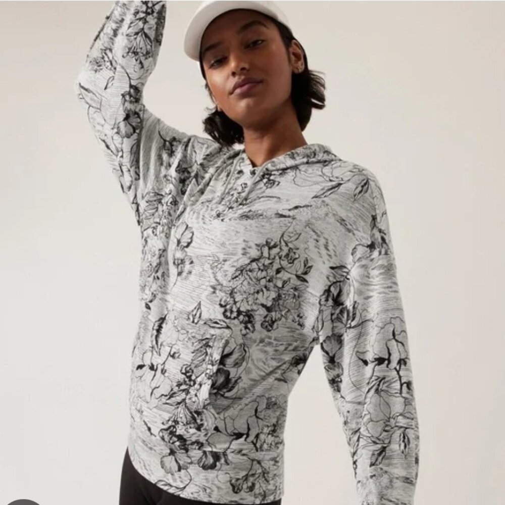 Athleta Eden black and white floral top